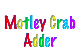 Motley Crab Adder depicting addition as combining