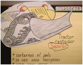 Spanish Tractor Subtracter portraying subtracting as separating into any amounts
