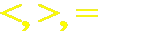 Symbols for less than, equals, and greater than