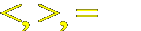 Symbols for less than, greater than, and equals